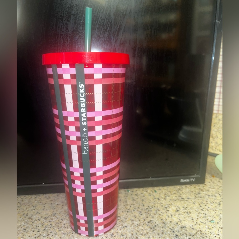 Starbucks x Ban.do 2018 Holiday Pink Plaid Tumbler Reusable Collectable